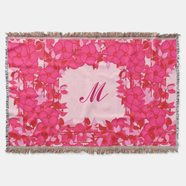 Monogramm gerahmt mit Blume - Fuchsien und rosa Decke (Vorderseite)
