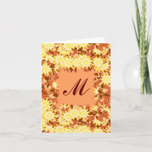 Monogramm gerahmt mit Blume - Kakao und Gelb
