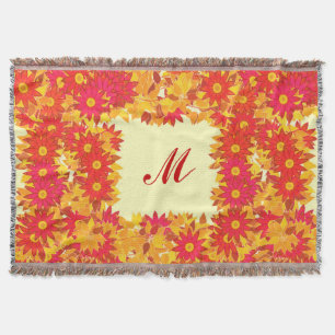 Monogramm gerahmt mit Blume - rot und gold Decke