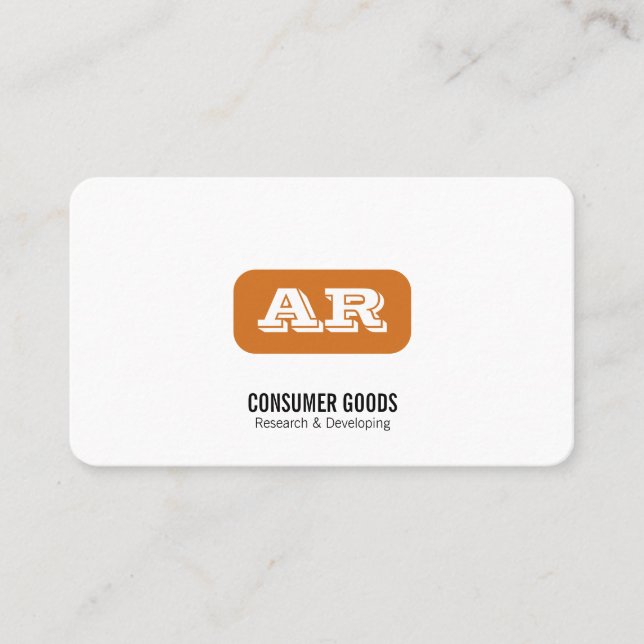 Monogramm gerundeter Hintergrund (orange) Visitenkarte (Vorderseite)