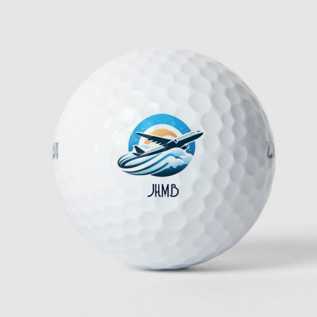 Monogramm Geschäftsflugzeug fliegen Golfball (Vorderseite)