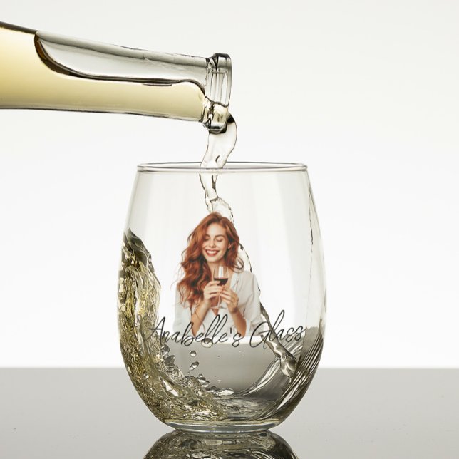 Monogramm-Geschenk für personalisierte Fotos Weinglas Ohne Stiel (Von Creator hochgeladen)