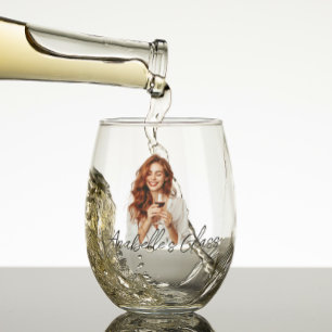 Monogramm-Geschenk für personalisierte Fotos Weinglas Ohne Stiel