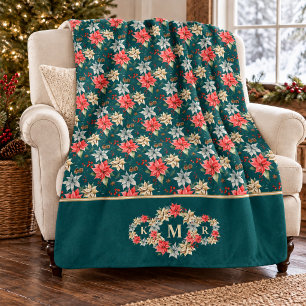 Monogramm-Geschenk Weihnachten mit Weihnachtsstern Sherpadecke