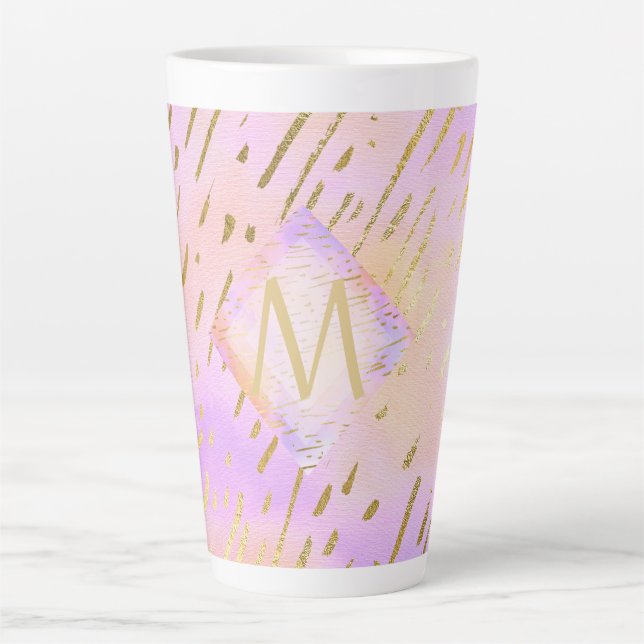 Monogramm Geschenke für Mädchen, die Liebe rosa Go Milchtasse (Vorderseite)
