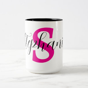 Monogramm-Geschenke für personalisiert rosa Namen Zweifarbige Tasse