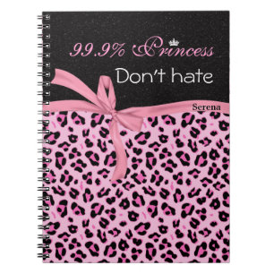 Monogramm, gewundenes Notizbuch, rosa Leoparddruck Notizblock