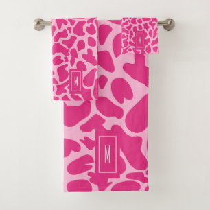 Monogramm-Giraffe-Rosafell-Muster Tierdruck Badhandtuch Set