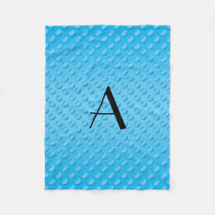 Monogramm glänzende hellblaue Polka-Punkte Fleecedecke