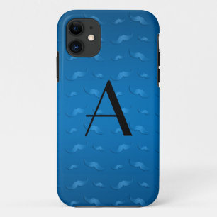 Monogramm glänzendes blaues Schnurrmuster Case-Mate iPhone Hülle