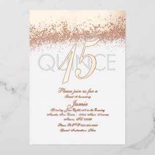 Monogramm Glanzfolie Gold Quinceanera Folieneinladung