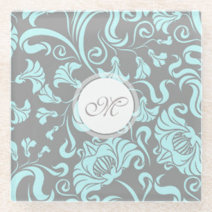 Monogramm-Glas C (Vintages Blumenmuster) Glasuntersetzer