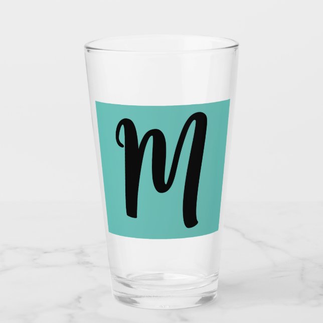 MONOGRAMM GLASS BLUE TUMBLER (Vorderseite)