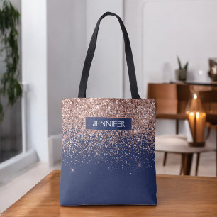 Monogramm Glitter Rouge Pink Roségold Navyblau