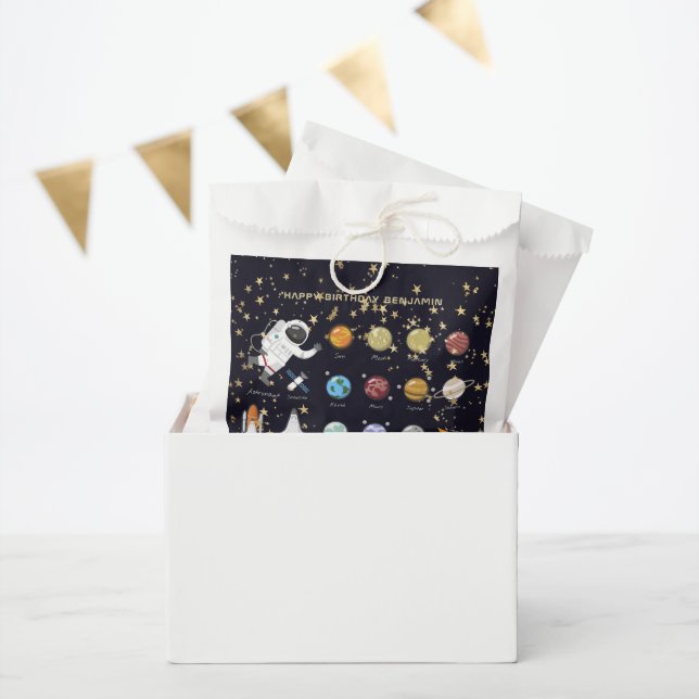 Monogramm-Glitzer des Sonnensystems Astronaut Cool Geschenktütchen (Party)