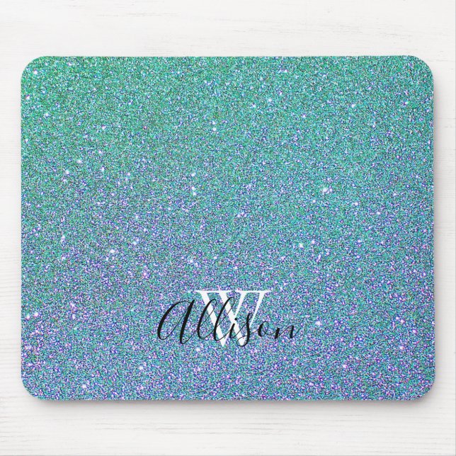 Monogramm-Glitzer Mousepad (Vorne)