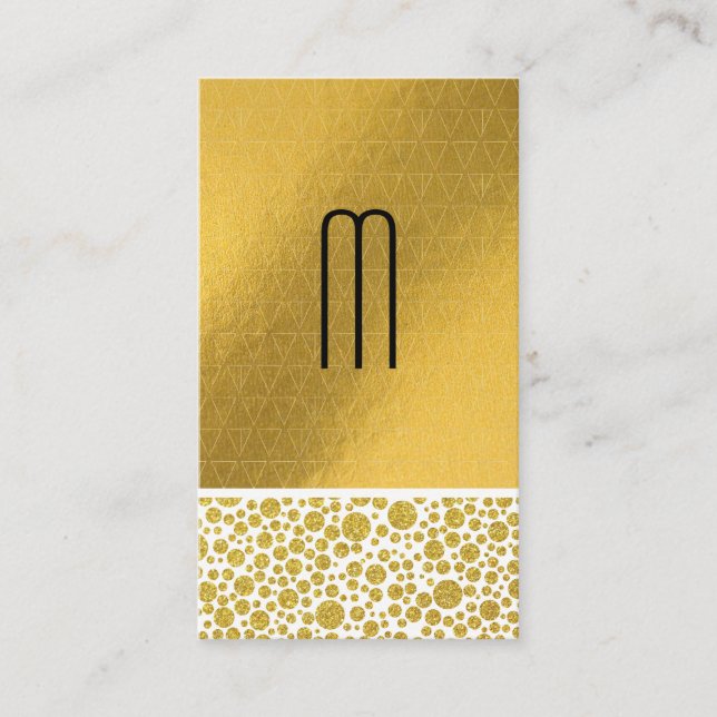 Monogramm | Glitzer Polka Dot | Lux Geometric Visitenkarte (Vorderseite)