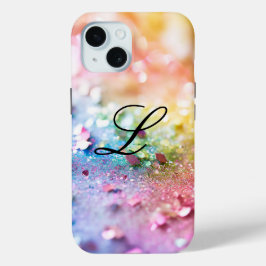 Monogramm Glitzer Regenbogen Hintergrund Case-Mate iPhone Hülle
