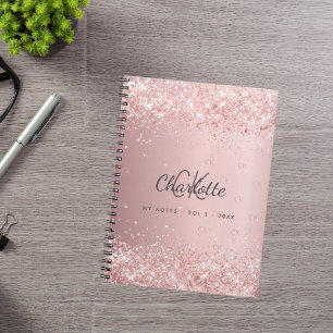 Monogramm-Glitzer-Rosa-Schrift Notizblock