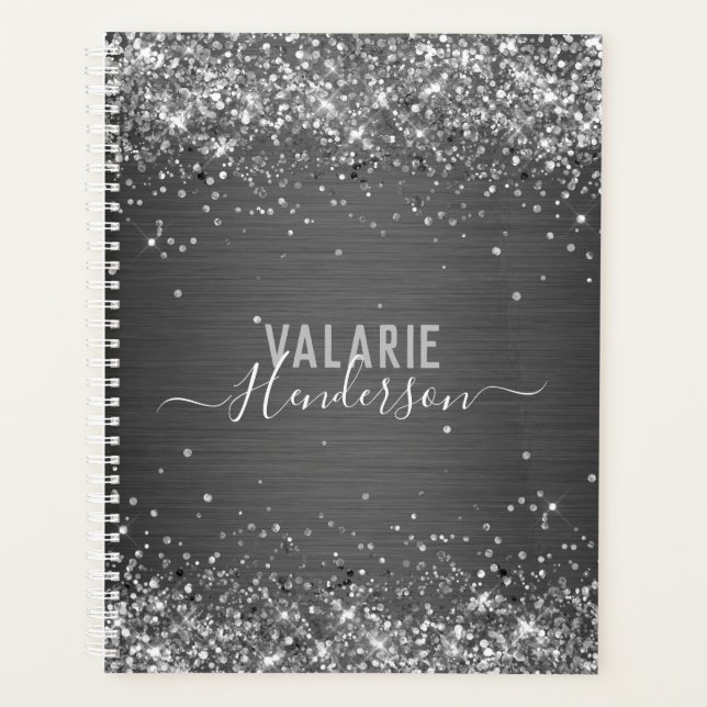 Monogramm-Glitzer und Pinselmetall Planer (Vorderseite)
