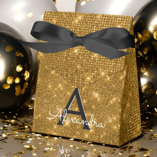 Monogramm Gold & Black Shimmer - Name hinzufügen Geschenkschachtel