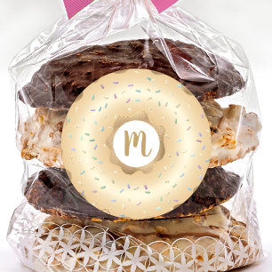Monogramm Gold Glitter-Sprinkle-Doughnut-Streusel Runder Aufkleber