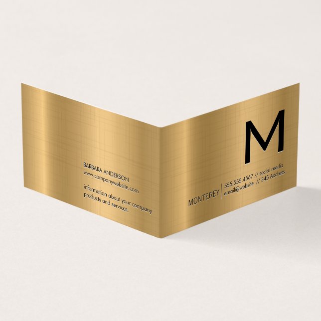 Monogramm | Gold-Metallic-Hintergrund Visitenkarten (Vorderseite)