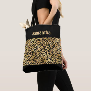 Monogramm Gold Schwarz Leopardenprint Gepard Tier 