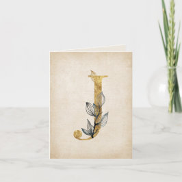 Monogramm Gold und Black J mit Blätter