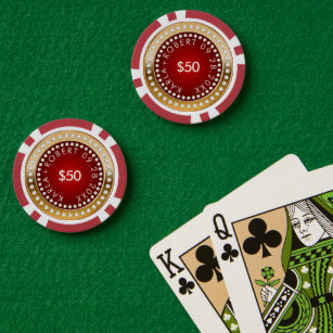Monogramm Gold und Red White Diamonds Pokerchips