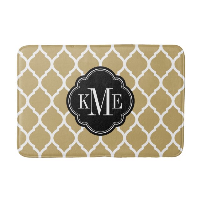 Monogramm Gold und Schwarz Badematte (Vorderseite)