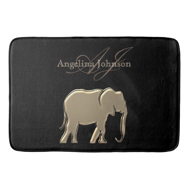 Monogramm Gold und Schwarz Badematte (Vorderseite)