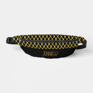 Monogramm, Gold und schwarzes Vierblatt Bauchtasche