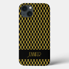 Monogramm, Gold und schwarzes Vierblatt Case-Mate iPhone Hülle