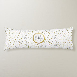 Monogramm-Goldblatt-Druck-SilberConfetti Seitenschläferkissen