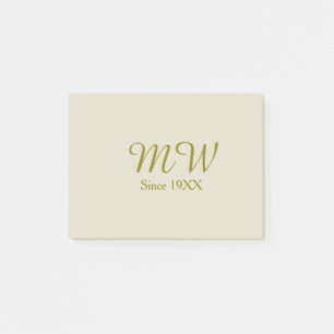 Monogramm golden seit 19XX Jahr Haferflocken Hochz Post-it Klebezettel