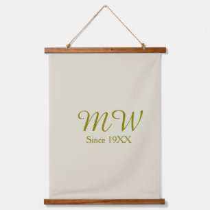 Monogramm golden seit 19XX Jahr Haferflocken Hochz Wandteppich Mit Holzrahmen