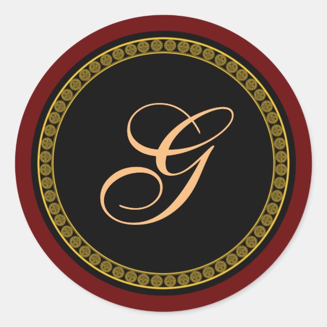 Monogramm-goldene Schrift "G" Runder Aufkleber (Vorderseite)