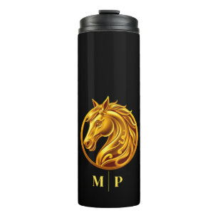 Monogramm Goldenes Pferd- Thermosbecher