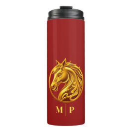 Monogramm Goldenes Pferd- Thermosbecher