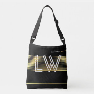 Monogramm goldfarbener Interlaced-Linien Tragetaschen Mit Langen Trägern