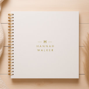 Monogramm Goldgrau Minimalistischer Eleganter Mo Notizbuch
