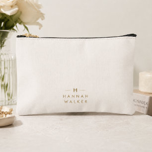 Monogramm Goldgrau Minimalistischer Eleganter Mo Zubehörtasche