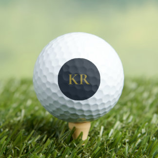 Monogramm Goldinitialen Navy Blau Minimalist Männe Golfball