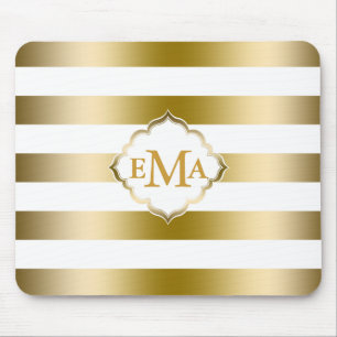 Monogramm Goldstreifen Geometrisches Muster Mousepad