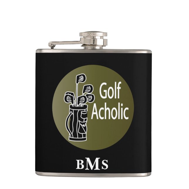 Monogramm-Golf Aholic Flachmann (Vorderseite)