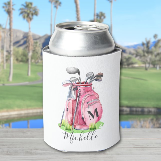Monogramm Golf Pink Dosenkühler (Golf Pink Monogram Can Cooler)