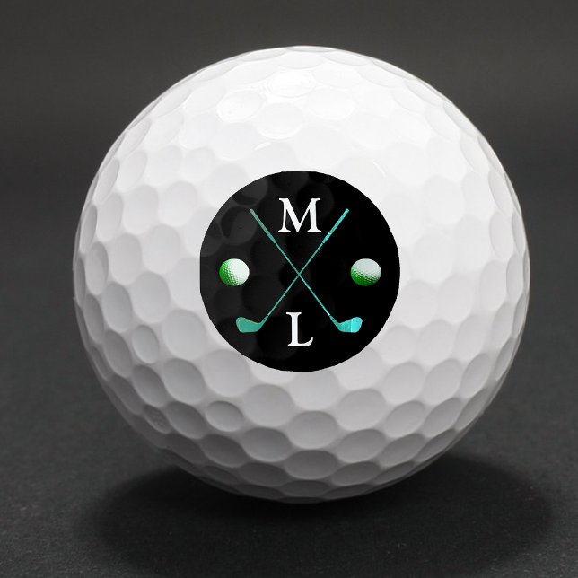 Monogramm-Golfbälle mit schwarzem Logo Golfball (Von Creator hochgeladen)