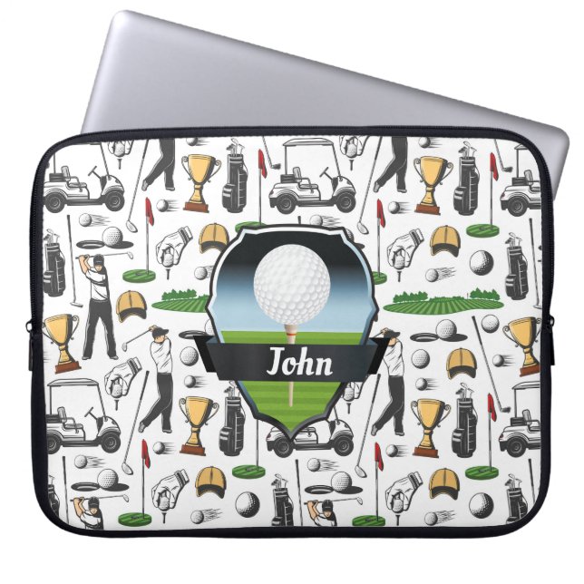 Monogramm Golfer Laptopschutzhülle (Vorderseite)