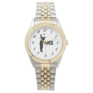 Monogramm Golfer Schwarz Golf Elegant Modern Vater Armbanduhr